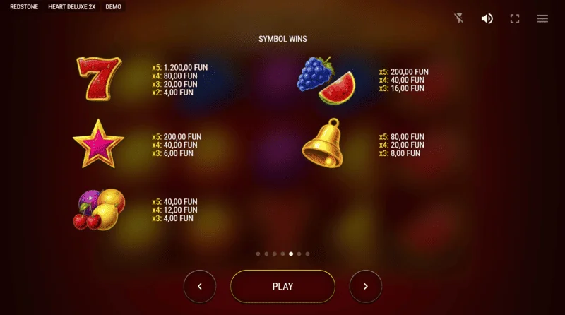Heart Deluxe 2x - 拡張ワイルドハート付きペイテーブル