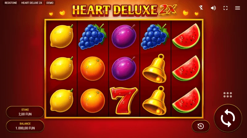 Heart Deluxe 2x - 5×3リール付きゲーム画面